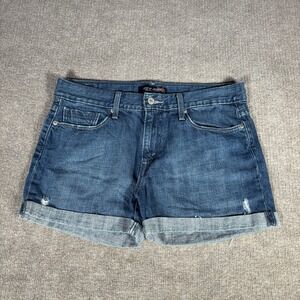 Levis Jean Shorts Womens Size 9 Genuinely Crafted Dark Blue Denim Cuffed Y2K